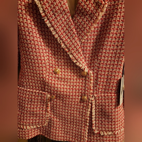 Cyrus red tweed double breasted blazer - Picture 2 of 5
